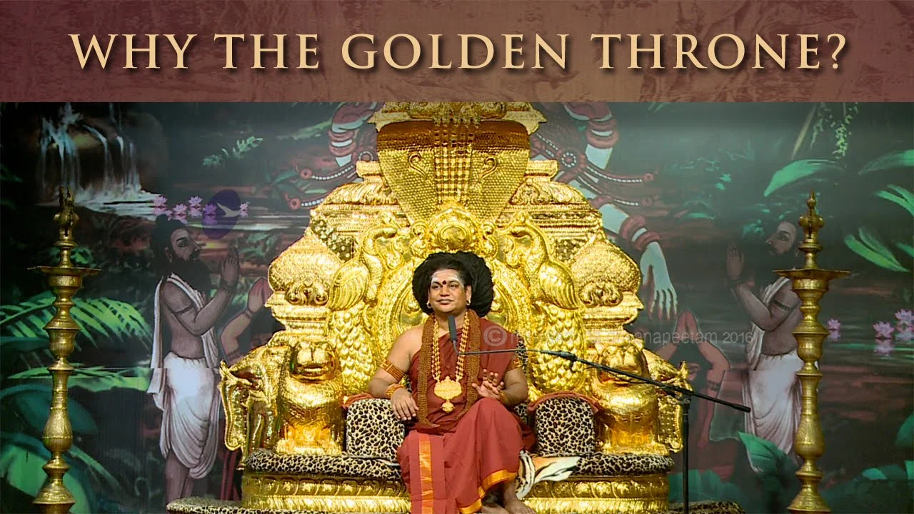 Why does Nithyananda sit on a Golden Throne?