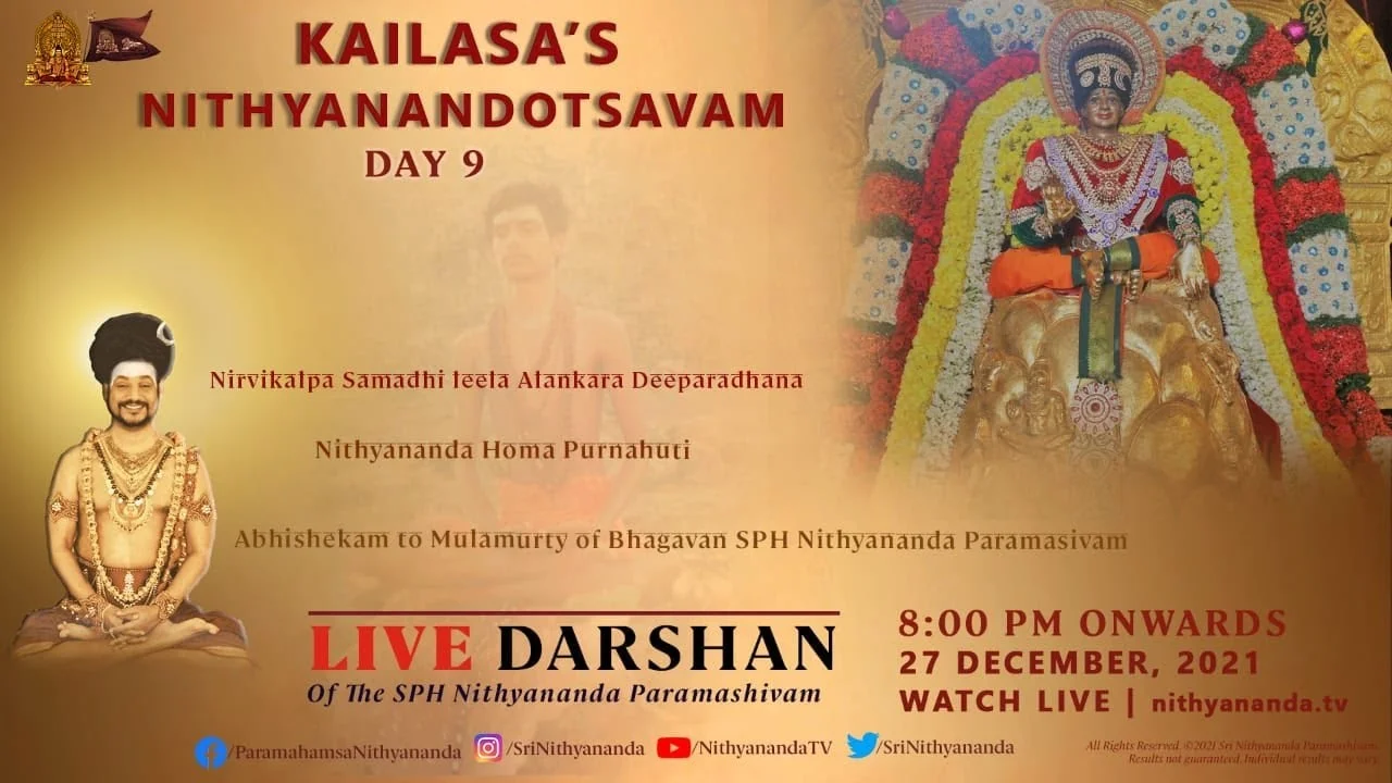 LIVE DARSHAN | KAILASA CANADA'S SHAKSHI PRAMANAS | NITHYANANDOTSAVAM DAY 8 | 27 DEC 21